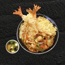 ข้าวคัตสึด้งกุ้งเทมปุระ+ซุปมิโซะ
