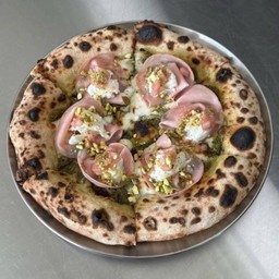 Mortadella pistachio pizza