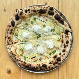 Zucchini basil & burrata pizza