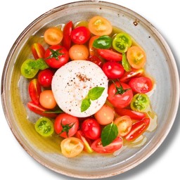 สลัดมะเขือเทศบูราต้าชีส Italian Tomatoes Salad with Burrata Cheese