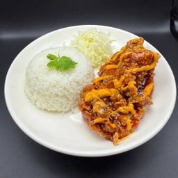 ข้าวไก่ทอด ซอสเกาหลี + ชีสซอส