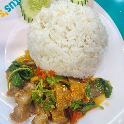 [นโมกะเพราถาด] - กะเพราหมูกรอบราด