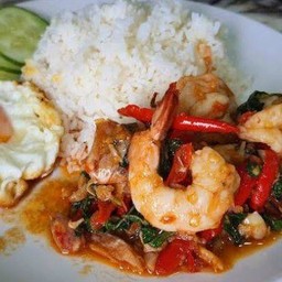 กระเพรากุ้ง+ไข่ดาว