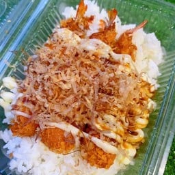 ข้าวกุ้งทอดราดซอสทาโกะยากิ