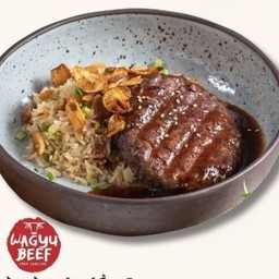 ข้าวหน้าเบอร์เกอร์เนื้อวากิว Wagyu Beef Burger with Rice