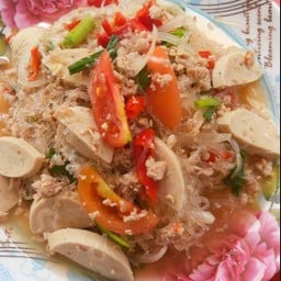 ยำวุ้นเส้น(หมูสับ หมูยอ กุ้ง ปลาหมึก)