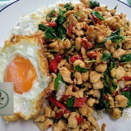 [เซตสุดฮิต] ผัดกระเพราหมูสับ(กับข้าว) + ไข่เจียวหมูสับ(กับข้าว) + ไก่กระเทียม(กับข้าว)