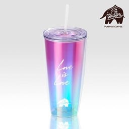 แก้วพลาสติก Food Grade 2 ชั้น สีรุ้ง Violet