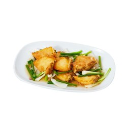 ปลาหิมะผัดต้นหอม