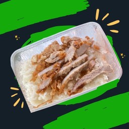 ข้าวหมูทอด + กับข้าวราด 2 อย่าง ที่ไม่ใช่แกง