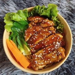 บะหมี่หมูย่าง-ข้าวไก่ย่าง ซอสเทอริยากิ (รับทำข้าวกล่อง)