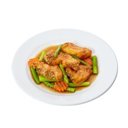 ปลาหิมะผัดหน่อไม้ฝรั่ง