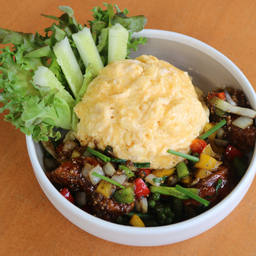 ข้าว ผัดพริกไทยดำ ไข่ข้น Stirred Fried black pepper+ometeet