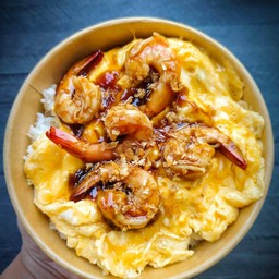 ข้าวไข่ข้น กุ้งกระเทียม