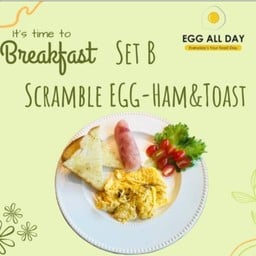 Breakfast Set B ไข่+ขนมปัง+สลัด+แฮม (Egg All Day)