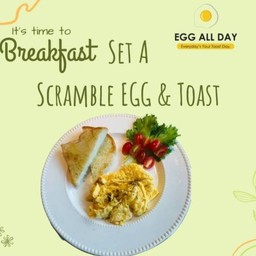 Breakfast Set A ไข่+ขนมปัง+สลัด ( Egg All Day)