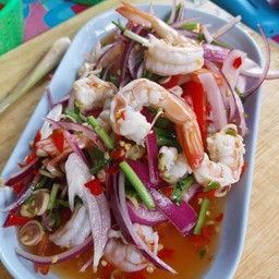 ยำตะไคร้กุ้งสด