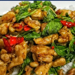 กะเพราไก่ชิ้น(กับข้าว)🐔