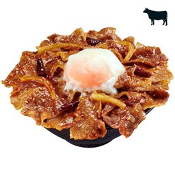 ข้าวหน้าล้นเนื้อสไปซี่ไข่ออนเซ็น