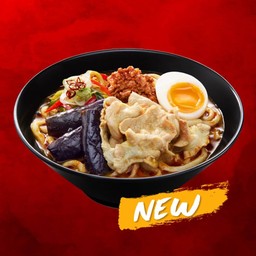 อุด้งแกงกะหรี่หม่าล่าหมูชาบูและมะเขือม่วง