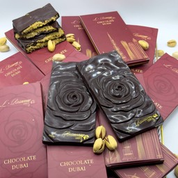 ช็อคโกแลตดูไบ 1บาร์ ไส้คูนาฟ่าพิตาชิโอ ลายกุหลาบ