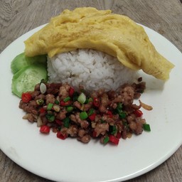 หมูสับคั่วพริกเกลือไข่ข้น