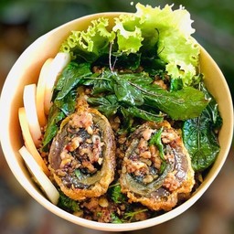 Stir-Fried Century Egg With Crispy Basil, Topped With Rice (Whole Egg)