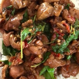 กระเพราเครื่องในไก่