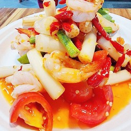 ตำไหลบัวกุ้งลวก