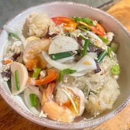 ยำวุ้นเส้นกุ้งทะเล+ไก่สับ