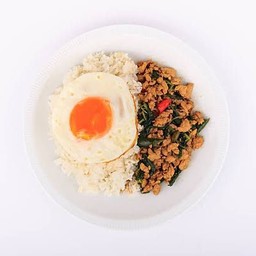 ข้าวกะเพราไก่บด+ไข่ดาว