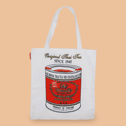 กระเป๋าผ้าลายกระป๋องตรามือ - สีแดง