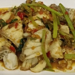 เนื้อปลาเก๋าผัดเรือโป๊