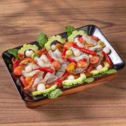 กุ้งเด้งราดน้ำปลาร้า