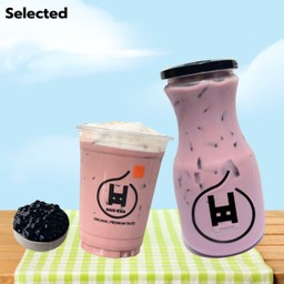 ชานมเผือก+ไข่มุกลาวา