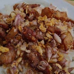 หมูทอดกระเทียม + ข้าว