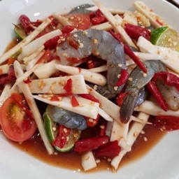 ตำยอดมะพร้าวอ่อนกุ้งสด