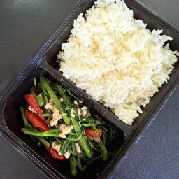 ข้าว+ผัดผักบุ้งหมูสับ