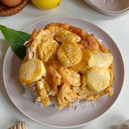 ไข่เจียว+เต้าหู้ ราดข้าว
