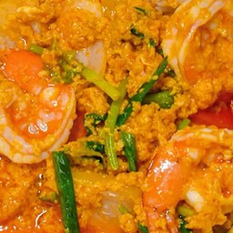 กับข้าว กุ้งผัดไข่เค็ม