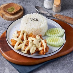 ข้าวไก่กรอบ ซอสมาโย