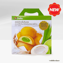 พัฟเค้กกลิ่นใบเตย สอดไส้ครีมกลิ่นใบเตยมะพร้าว