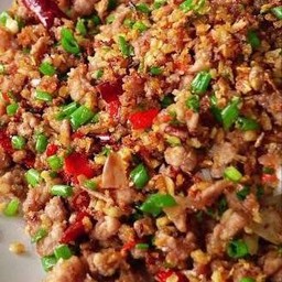 กับข้าว หมูสับผัดพริกเกลือ