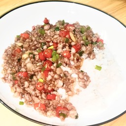 หมูสับคั่วพริกเกลือราดข้าว