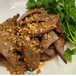 ตับทอดกระเทียม(ราดข้าว)