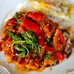 ข้าวกะเพราไก่กรอบ