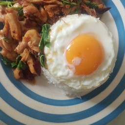 กระเพราไก่ไข่ดาว