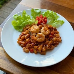 มักกะโรนีกุ้ง ซอสมะเขือเทศ