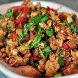 กับข้าว กระเพาหมูสับ