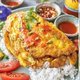 ไข่เจียวธรรมดาราดข้าว